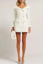 Flowering Girl Women Stephanie White Boucle Blazer Mini Dress