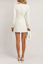 Flowering Girl Women Stephanie White Boucle Blazer Mini Dress