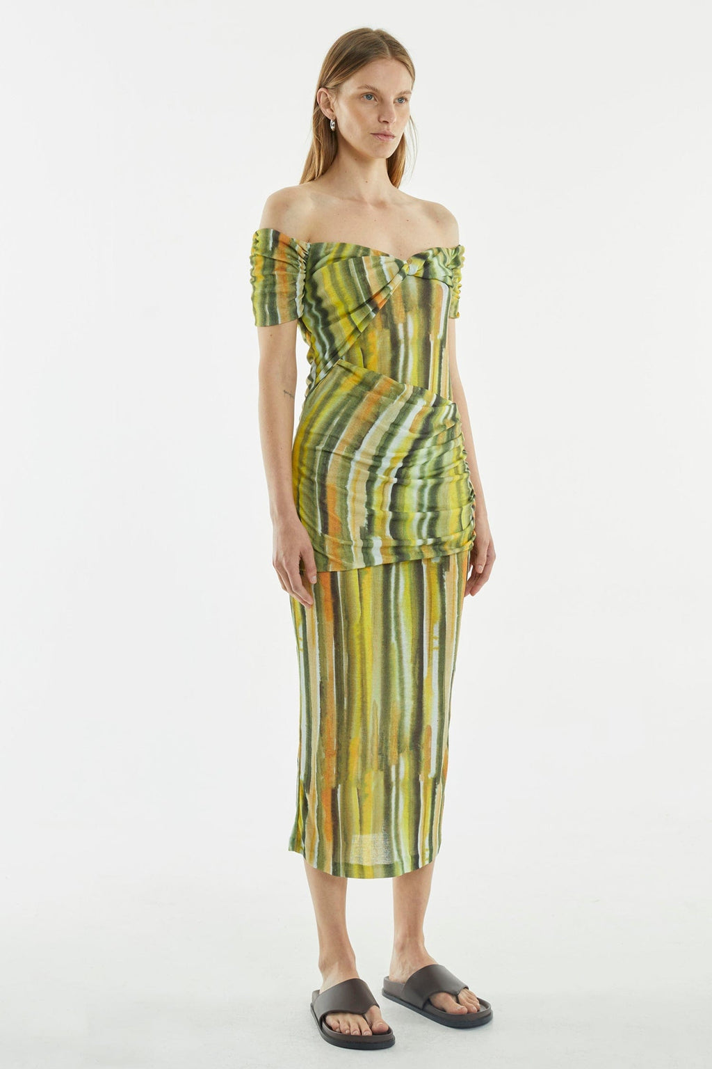 Flowering Girl Women Wind Through Off Shoulder Dress | Brush Stroke