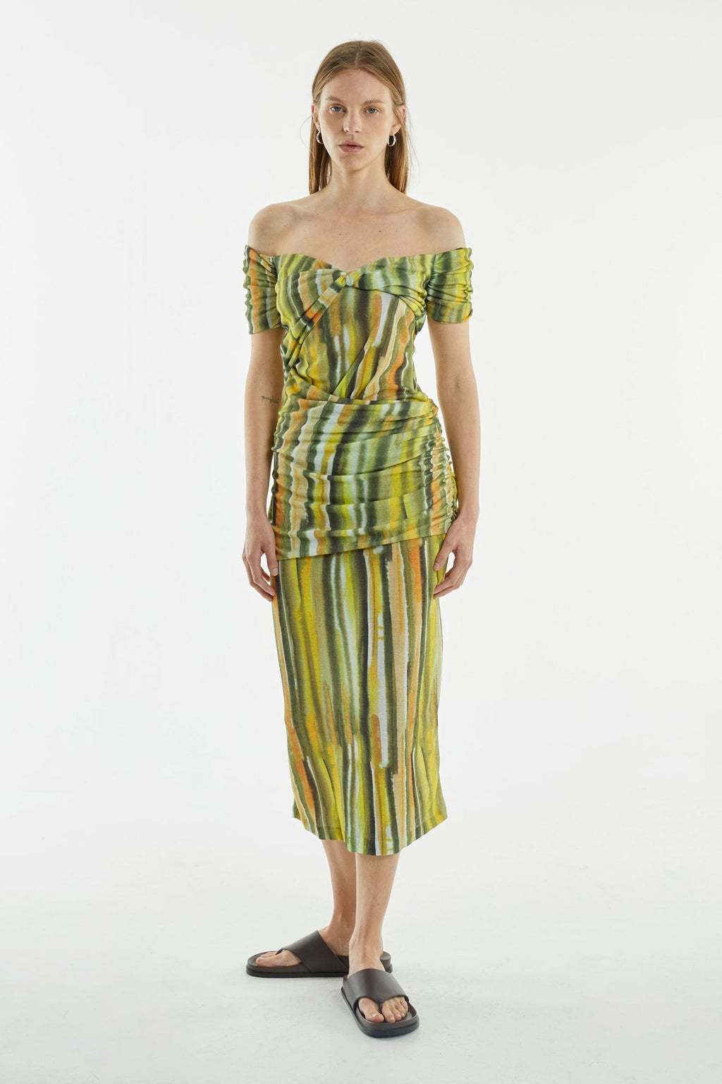 Flowering Girl Women Wind Through Off Shoulder Dress | Brush Stroke