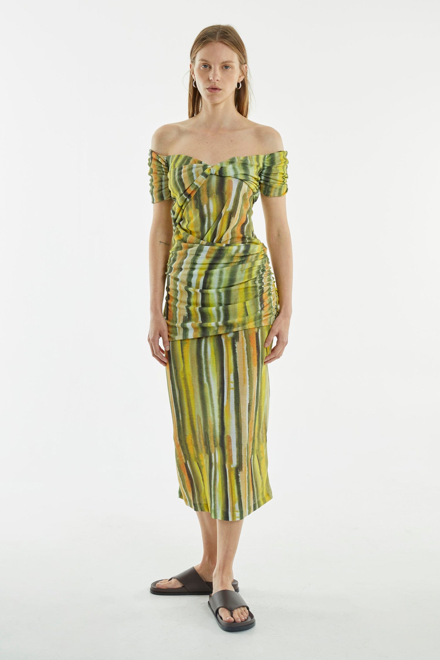 Flowering Girl Women Wind Through Off Shoulder Dress | Brush Stroke