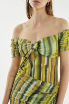 Flowering Girl Women Wind Through Off Shoulder Dress | Brush Stroke