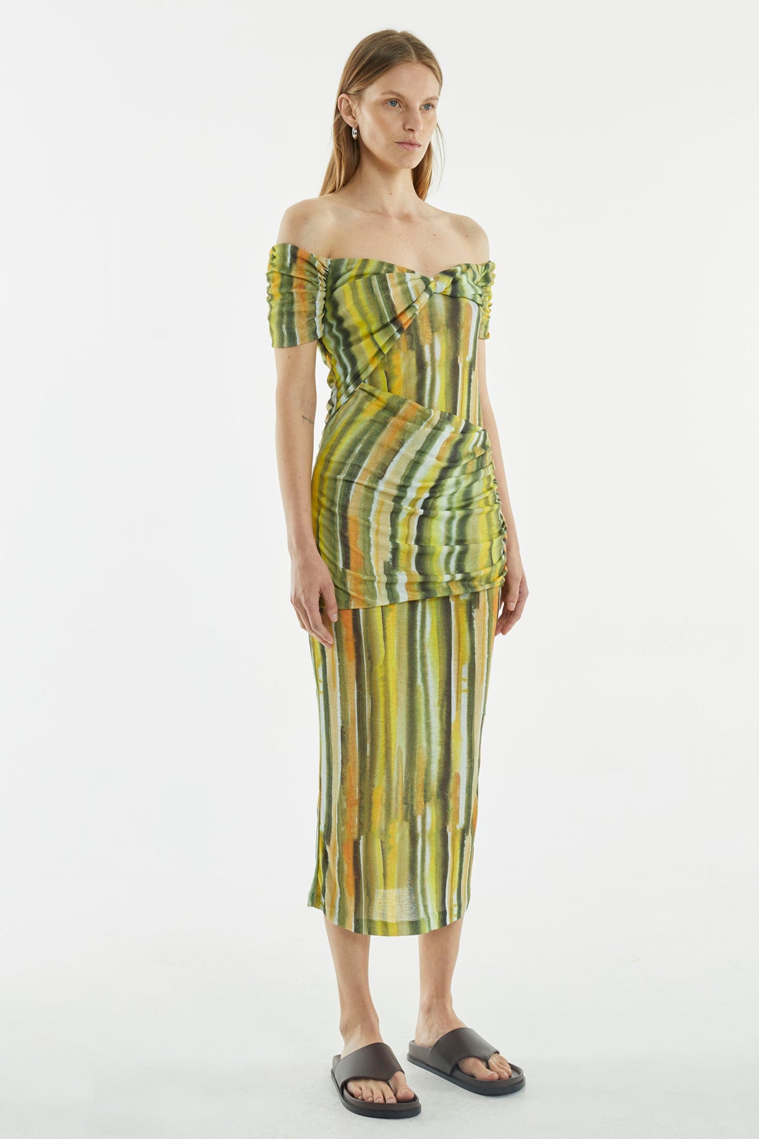 Flowering Girl Women Wind Through Off Shoulder Dress | Brush Stroke
