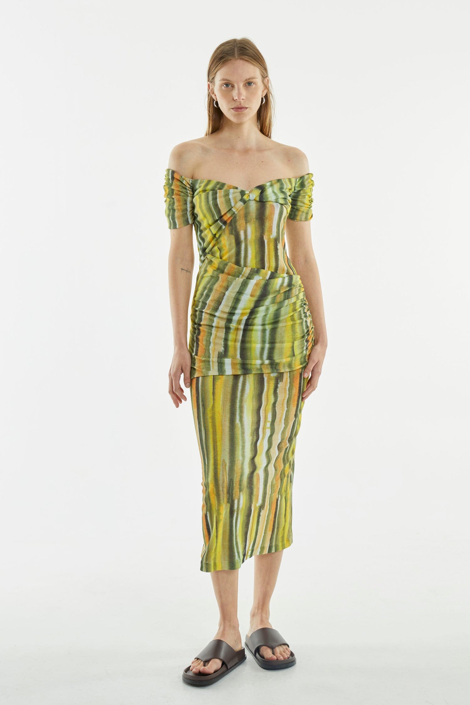 Flowering Girl Women Wind Through Off Shoulder Dress | Brush Stroke