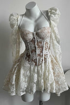 Flowering Girl Women Caitlyn Lace Corset Mini Dress