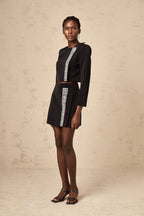 sylvia Crystal Embellishment Side Slit Skirt & Top Set