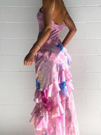 floral printed Spaghetti Straps maxi Dress with Ruffles