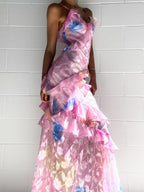 floral printed Spaghetti Straps maxi Dress with Ruffles