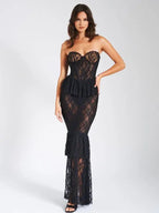 Zen Black Lace Corset Maxi Dress