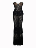Zen Black Lace Corset Maxi Dress
